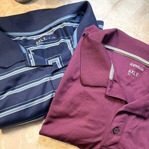 Reebok Men's Navy Striped and Purple Polo Shirts